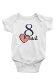 Kadınlar Günü Baskılı Beyaz Unisex Bebek Body - Zıbın
