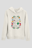 Kadınlar Günü Baskılı Beyaz Unisex Kapüşonlu Sweatshirt