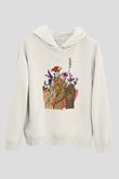 Kadınlar Günü Baskılı Beyaz Unisex Kapüşonlu Sweatshirt