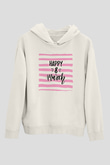 Kadınlar Günü Baskılı Beyaz Unisex Kapüşonlu Sweatshirt