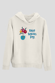 Kadınlar Günü Baskılı Beyaz Unisex Kapüşonlu Sweatshirt