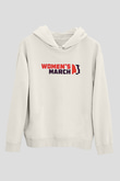 Kadınlar Günü Baskılı Beyaz Unisex Kapüşonlu Sweatshirt