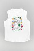 Kadınlar Günü Baskılı Beyaz Unisex Kolsuz Tişört - Tshirt