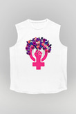 Kadınlar Günü Baskılı Beyaz Unisex Kolsuz Tişört - Tshirt