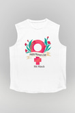 Kadınlar Günü Baskılı Beyaz Unisex Kolsuz Tişört - Tshirt