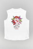 Kadınlar Günü Baskılı Beyaz Unisex Kolsuz Tişört - Tshirt