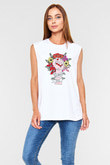 Kadınlar Günü Baskılı Beyaz Unisex Kolsuz Tişört - Tshirt