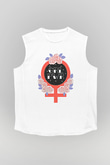Kadınlar Günü Baskılı Beyaz Unisex Kolsuz Tişört - Tshirt