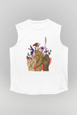 Kadınlar Günü Baskılı Beyaz Unisex Kolsuz Tişört - Tshirt