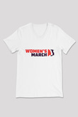 Kadınlar Günü Baskılı Beyaz Unisex V Yaka Tişört - Tshirt