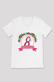 Kadınlar Günü Baskılı Beyaz Unisex V Yaka Tişört - Tshirt
