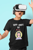 Kadınlar Günü Baskılı Unisex Siyah Çocuk Tişört - Tshirt