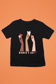 Kadınlar Günü Baskılı Unisex Siyah Çocuk Tişört - Tshirt
