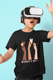 Kadınlar Günü Baskılı Unisex Siyah Çocuk Tişört - Tshirt