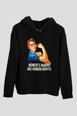 Kadınlar Günü Baskılı Unisex Siyah Hoodie