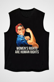 Kadınlar Günü Baskılı Unisex Siyah Kolsuz Tişört - Tshirt