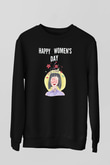 Kadınlar Günü Baskılı Unisex Siyah Sweatshirt