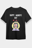 Kadınlar Günü Baskılı Unisex Siyah Tişört - Tshirt