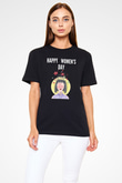 Kadınlar Günü Baskılı Unisex Siyah Tişört - Tshirt
