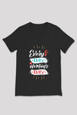 Kadınlar Günü Baskılı Unisex Siyah V Yaka Tişört - Tshirt
