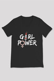 Kadınlar Günü Baskılı Unisex Siyah V Yaka Tişört - Tshirt