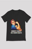 Kadınlar Günü Baskılı Unisex Siyah V Yaka Tişört - Tshirt
