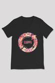 Kadınlar Günü Baskılı Unisex Siyah V Yaka Tişört - Tshirt