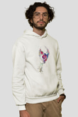 Kafatası Anatomi Baskılı Unisex Ekru Hoodie