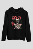 Kahve İçen İskeletSiyah  Unisex Hoodie