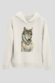 Kahve İçen KurtBeyaz  Unisex Hoodie