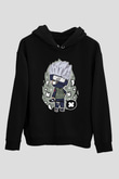 Kakashi Baskılı Unisex Siyah Hoodie