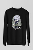 Kakashi Baskılı Unisex Siyah Sweatshirt