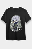 Kakashi Baskılı Unisex Siyah Tişört