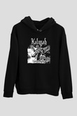 Kalmah Baskılı Unisex Siyah Kapüşonlu Sweatshirt