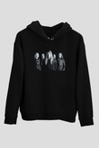 Kalmah Baskılı Unisex Siyah Kapüşonlu Sweatshirt