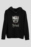 Kalmah Baskılı Unisex Siyah Kapüşonlu Sweatshirt