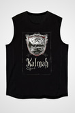 Kalmah Baskılı Unisex Siyah Kolsuz Tişört - Tshirt