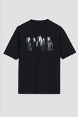 Kalmah Baskılı Unisex Siyah Oversize Tişört - Tshirt