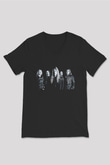 Kalmah Baskılı Unisex Siyah V Yaka Tişört - Tshirt