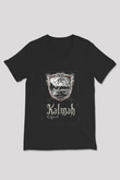 Kalmah Baskılı Unisex Siyah V Yaka Tişört - Tshirt