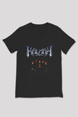 Kalmah Baskılı Unisex Siyah V Yaka Tişört - Tshirt