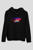 Kamboçya - Cambodia Bayrağı Baskılı Unisex Siyah Hoodie