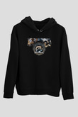Kamelot Baskılı Unisex Siyah Kapüşonlu Sweatshirt