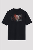Kamelot Baskılı Unisex Siyah Oversize Tişört - Tshirt