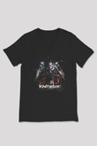 Kamelot Baskılı Unisex Siyah V Yaka Tişört - Tshirt