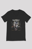 Kamelot Baskılı Unisex Siyah V Yaka Tişört - Tshirt