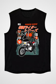 Kamen Motorider Baskılı Unisex Siyah Kolsuz Tişört