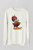 Kamen Rocket Baskılı Beyaz Unisex Sweatshirt