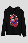 Kamen Spider Baskılı Siyah Unisex Hoodie