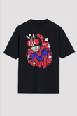 Kamen Spider Baskılı Siyah Unisex Oversize Tişört